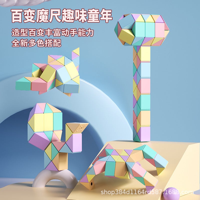 Macaron Changeable Magic Ruler Large Toy Full Set 24-Segment Color 36-Section 72-Segment Children'S Educational Folding Cube Block - Image 4